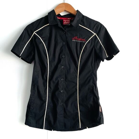 Indian Motorcycle Icon shirt short sleeve button front shirt women’s size small - Picture 1 of 11